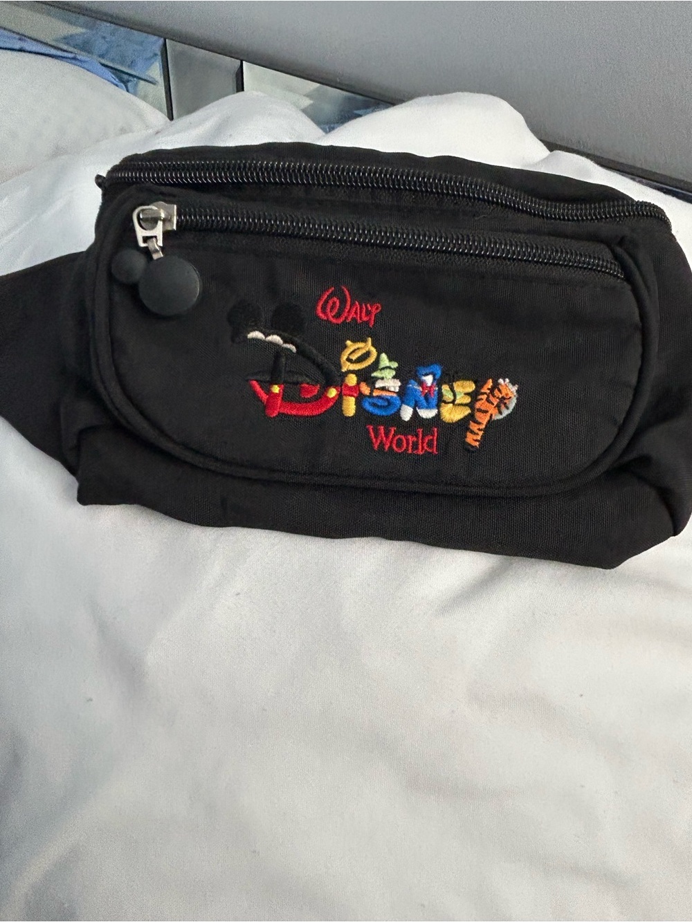 Disney Black Waist Bag with Colorful Embroidered Logo